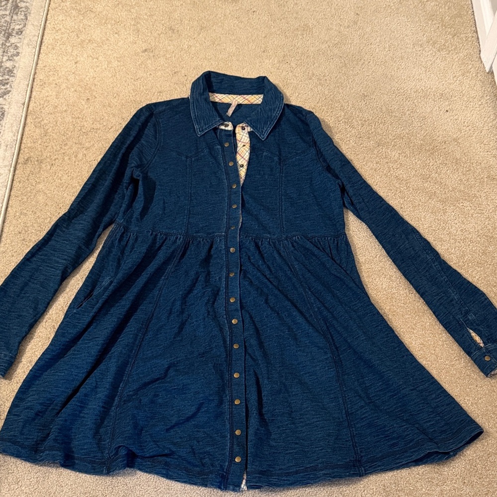 Free People Blue Long Sleeve Dress